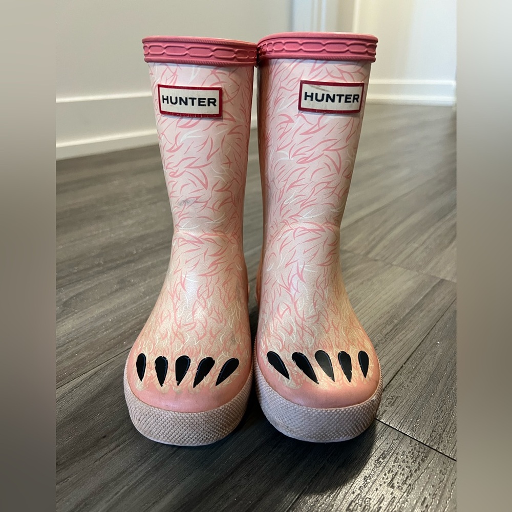 Hunter Pink and Cream Claw Rain Boots